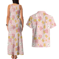 Hawaii Anthurium Tiare Pikake Lei Couples Matching Tank Maxi Dress and Hawaiian Shirt Akala Lauhala Art Pattern LT01 - Polynesian Pride