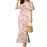 Hawaii Anthurium Tiare Pikake Lei Family Matching Mermaid Dress and Hawaiian Shirt Akala Lauhala Art Pattern