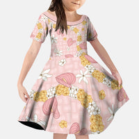 Hawaii Anthurium Tiare Pikake Lei Family Matching Short Sleeve Bodycon Dress and Hawaiian Shirt Akala Lauhala Art Pattern