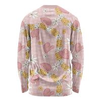 Hawaii Anthurium Tiare Pikake Lei Long Sleeve Shirt Akala Lauhala Art Pattern