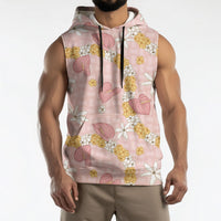 Hawaii Anthurium Tiare Pikake Lei Sleeveless Hoodie Akala Lauhala Art Pattern