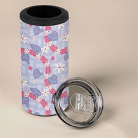 Hawaii Anthurium Tiare Pikake Lei 4 in 1 Can Cooler Tumbler Poni Lauhala Art Pattern
