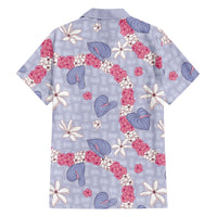 Hawaii Anthurium Tiare Pikake Lei Family Matching Short Sleeve Bodycon Dress and Hawaiian Shirt Poni Lauhala Art Pattern