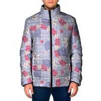 Hawaii Anthurium Tiare Pikake Lei Padded Jacket Poni Lauhala Art Pattern LT01 Men Purple - Polynesian Pride