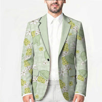 Hawaii Anthurium Tiare Pikake Lei Blazer Sage Green Lauhala Art Pattern LT01 - Polynesian Pride