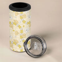 Hawaii Anthurium Tiare Pikake Lei 4 in 1 Can Cooler Tumbler Melemele Lauhala Art Pattern LT01 - Polynesian Pride