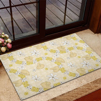 Hawaii Anthurium Tiare Pikake Lei Rubber Doormat Melemele Lauhala Art Pattern LT01 - Polynesian Pride