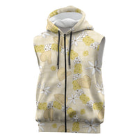 Hawaii Anthurium Tiare Pikake Lei Sleeveless Zip Hoodie Melemele Lauhala Art Pattern LT01 Yellow - Polynesian Pride