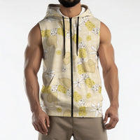 Hawaii Anthurium Tiare Pikake Lei Sleeveless Zip Hoodie Melemele Lauhala Art Pattern LT01 - Polynesian Pride