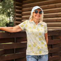 Hawaii Anthurium Tiare Pikake Lei Women Polo Shirt Melemele Lauhala Art Pattern LT01 - Polynesian Pride