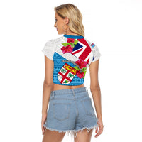 Fiji Day Raglan Cropped T Shirt Fijian Hibiscus Special Version LT01 - Polynesian Pride