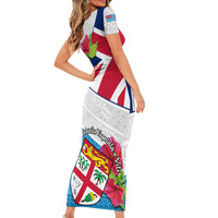Fiji Day Short Sleeve Bodycon Dress Fijian Hibiscus Special Version LT01 - Polynesian Pride