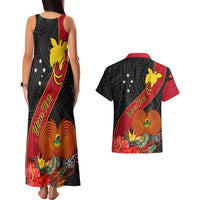 Personalised Papua New Guinea Couples Matching Tank Maxi Dress and Hawaiian Shirt Bird Of Paradise With Tropical Flower LT01 - Polynesian Pride