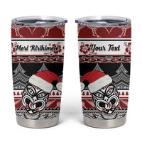 Custom New Zealand Christmas Tumbler Cup Maori Meri Kirihimete Moko LT01 Red - Polynesian Pride