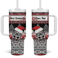 Custom New Zealand Christmas Tumbler With Handle Maori Meri Kirihimete Moko LT01 One Size: 40 oz Red - Polynesian Pride