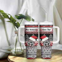 Custom New Zealand Christmas Tumbler With Handle Maori Meri Kirihimete Moko LT01 - Polynesian Pride