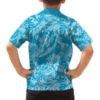 Tahiti Ninamu Tiare Floral Kid Hawaiian Shirt Monstera Palm Tropical Leaves - Polynesian Pride