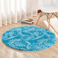 Tahiti Ninamu Tiare Floral Round Carpet Monstera Palm Tropical Leaves - Polynesian Pride