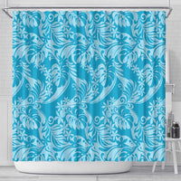 Tahiti Ninamu Tiare Floral Shower Curtain Monstera Palm Tropical Leaves - Polynesian Pride