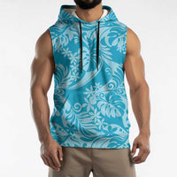 Tahiti Ninamu Tiare Floral Sleeveless Hoodie Monstera Palm Tropical Leaves - Polynesian Pride