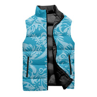 Tahiti Ninamu Tiare Floral Sleeveless Puffer Jacket Monstera Palm Tropical Leaves - Polynesian Pride