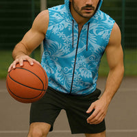 Tahiti Ninamu Tiare Floral Sleeveless Zip Hoodie Monstera Palm Tropical Leaves LT01 - Polynesian Pride