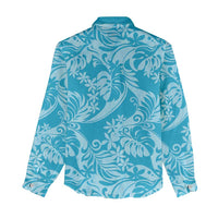 Tahiti Ninamu Tiare Floral Women Casual Shirt Monstera Palm Tropical Leaves - Polynesian Pride