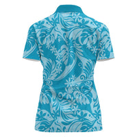 Tahiti Ninamu Tiare Floral Women Polo Shirt Monstera Palm Tropical Leaves - Polynesian Pride