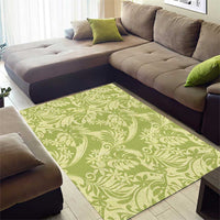 Tahiti Olive Tiare Floral Area Rug Monstera Palm Tropical Leaves - Polynesian Pride