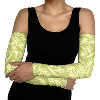 Tahiti Olive Tiare Floral Arm Sleeves Monstera Palm Tropical Leaves - Polynesian Pride