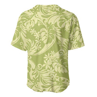 Tahiti Olive Tiare Floral Baseball Jersey Monstera Palm Tropical Leaves - Polynesian Pride