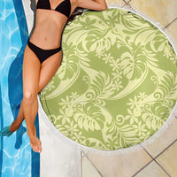 Tahiti Olive Tiare Floral Beach Blanket Monstera Palm Tropical Leaves - Polynesian Pride