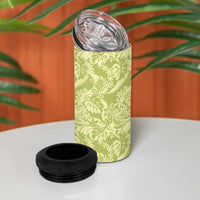 Tahiti Olive Tiare Floral 4 in 1 Can Cooler Tumbler Monstera Palm Tropical Leaves - Polynesian Pride