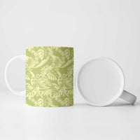Tahiti Olive Tiare Floral Ceramic Mug Monstera Palm Tropical Leaves - Polynesian Pride