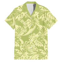 Tahiti Olive Tiare Floral Family Matching Summer Maxi Dress and Hawaiian Shirt Monstera Palm Tropical Leaves LT01 Dad's Shirt - Short Sleeve Olive - Polynesian Pride