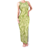 Tahiti Olive Tiare Floral Family Matching Tank Maxi Dress and Hawaiian Shirt Monstera Palm Tropical Leaves LT01 Mom's Dress Olive - Polynesian Pride