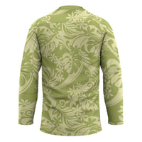 Tahiti Olive Tiare Floral Hockey Jersey Monstera Palm Tropical Leaves LT01 - Polynesian Pride