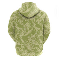 Tahiti Olive Tiare Floral Hoodie Monstera Palm Tropical Leaves - Polynesian Pride