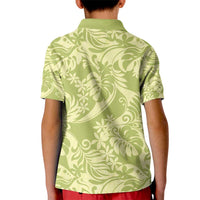 Tahiti Olive Tiare Floral Kid Polo Shirt Monstera Palm Tropical Leaves - Polynesian Pride
