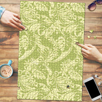 Tahiti Olive Tiare Floral Puzzle Monstera Palm Tropical Leaves - Polynesian Pride