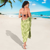 Tahiti Olive Tiare Floral Sarong Monstera Palm Tropical Leaves - Polynesian Pride