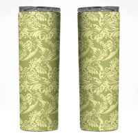Tahiti Olive Tiare Floral Skinny Tumbler Monstera Palm Tropical Leaves - Polynesian Pride