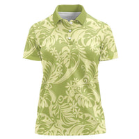 Tahiti Olive Tiare Floral Women Polo Shirt Monstera Palm Tropical Leaves LT01 Female Olive - Polynesian Pride