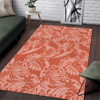 Tahiti Puatou Tiare Floral Area Rug Monstera Palm Tropical Leaves - Polynesian Pride