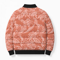 Tahiti Puatou Tiare Floral Bomber Puffer Jacket Monstera Palm Tropical Leaves - Polynesian Pride