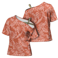 Tahiti Puatou Tiare Floral Cross Shoulder Shirt Monstera Palm Tropical Leaves LT01 - Polynesian Pride