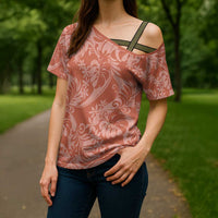 Tahiti Puatou Tiare Floral Cross Shoulder Shirt Monstera Palm Tropical Leaves LT01 - Polynesian Pride