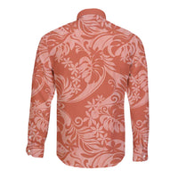 Tahiti Puatou Tiare Floral Long Sleeve Button Shirt Monstera Palm Tropical Leaves - Polynesian Pride