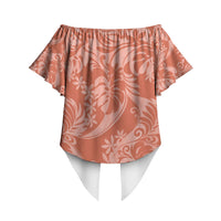 Tahiti Puatou Tiare Floral Off Shoulder Wrap Waist Top Monstera Palm Tropical Leaves LT01 - Polynesian Pride