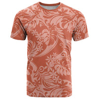 Tahiti Puatou Tiare Floral T Shirt Monstera Palm Tropical Leaves LT01 Orange - Polynesian Pride